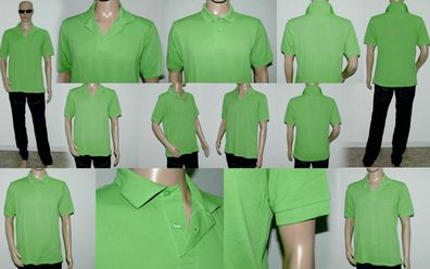 Dressmann Basic Pigue Zweiknopf Polo Hemd Shirt Regular Fit Kurzarm Grün L