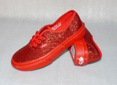 Vans Authentic K'S Canvas Kinder Schuhe Sneaker 31 UK 13 Glitzern Shimmer Red