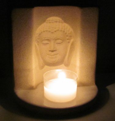 Windlicht -Siddhartha- Keramik in Sandstein Optik, Ø 10,5cm Höhe 11cm