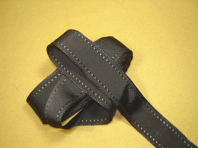 Ripsband Herrenhut Hutband seidig hochwertig blaugrau m Muster 3 cm breit Meter RB64