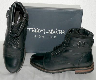 TEDDY SMITH TS55076 ZIP Herbst Winter Echt Leder Schuhe Boots Stiefel 44 45 BLK