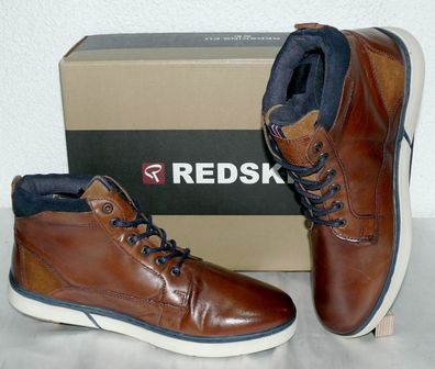Redskins JT7012P580 ZYGO Echt Leder Herren Schuhe MID Boots Sneaker 43 Cognac