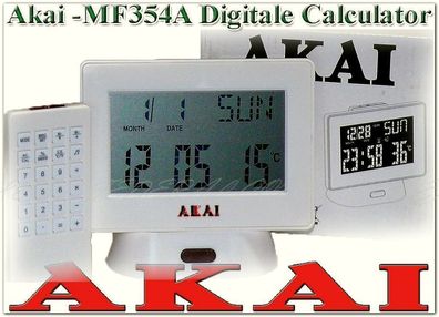 AKAI MF354A Reise Uhr Wecker Calculator LCD Thermometer Fernbedienung Uhr