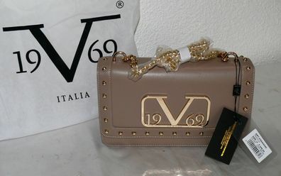 Versace VI20AI0040 Tracolla 19V69 Italia Leder Damen Schulter Tasche Beige Gold