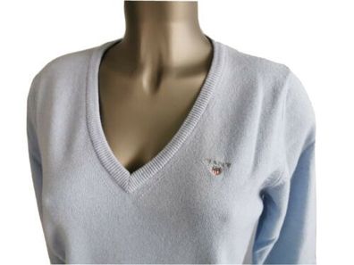 NEU Gant Damen Pullover Damenmode blau Gr. M, L, XL V-Ausschnitt 100% Wolle