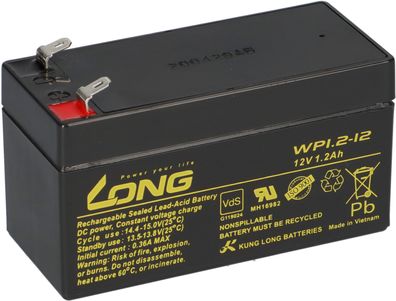 Kung Long WP1.2-12 12V 1,2Ah AGM Batterie Blei wartungsfrei VdS battery