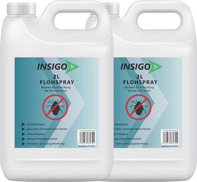 INSIGO 2x2L Anti Floh Bekämpfung Schutz Spray Mittel Befall gegen Flöhe Vernichter Ex
