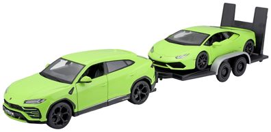 Maisto 32753 - Modellauto Lamborghini Urus + Huracán Coupé (grün, Maßstab 1:24)
