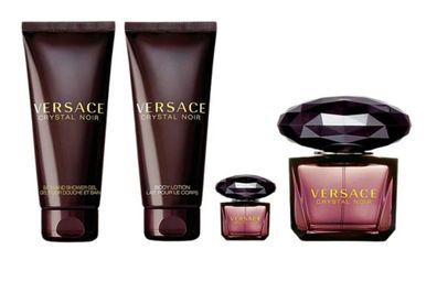 Versace Chrystal Noir 4in1 Set EDT Spray 90ml Reise Tube 5ml Shower + Body 100ml