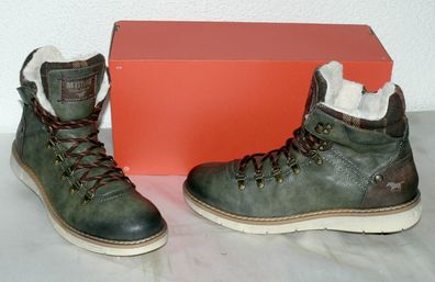 Mustang ZIP Warme Herbst Winter Leder Schuhe Boots Stiefel Futter 42 Dk. Grün N39