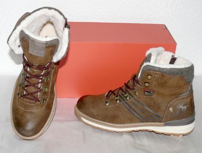 Mustang ZIP Warme Herbst Winter Leder Schuhe Boots Stiefel Futter 42 Brown N6