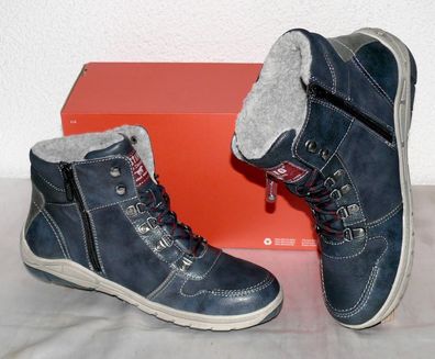 Mustang ZIP Warme Herbst Winter Leder Schuhe Boots Stiefel Futter 42 Navy N42