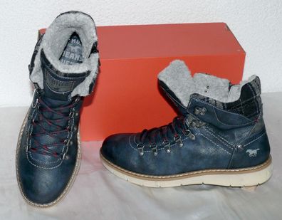 Mustang ZIP Warme Herbst Winter Leder Schuhe Boots Stiefel Futter 42 Navy N30