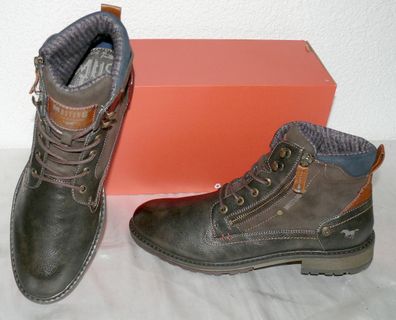Mustang ZIP Warme Herbst Winter Leder Schuhe Boots Stiefel Futter 42 Braun N19