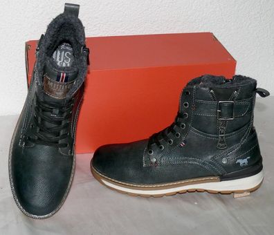 Mustang ZIP Warme Herbst Winter Leder Schuhe Boots Stiefel Futter 42 Dk. Grau N37