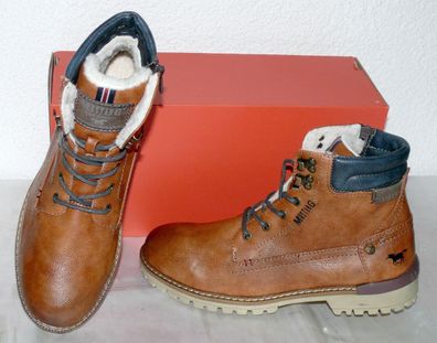 Mustang ZIP Warme Herbst Winter Leder Schuhe Boots Stiefel Futter 42 Braun N22