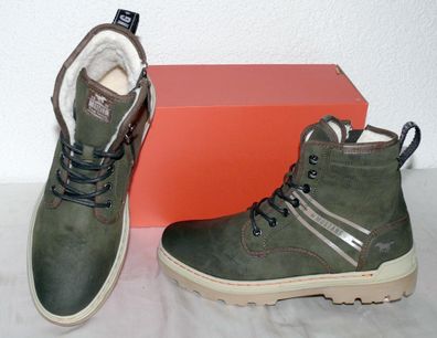 Mustang ZIP Warme Herbst Winter Leder Schuhe Boots Stiefel Futter 42 Green N5