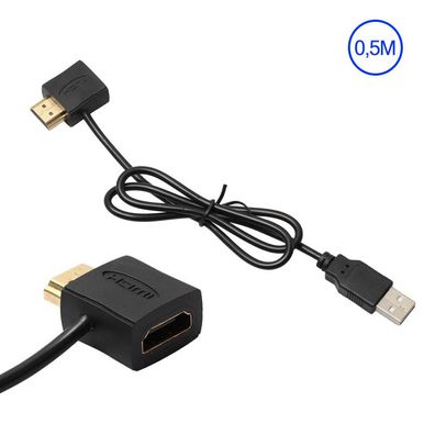 HDMI Male auf Female AV Adapter + USB 2.0 Power Supply Digital Kabel 0.5M
