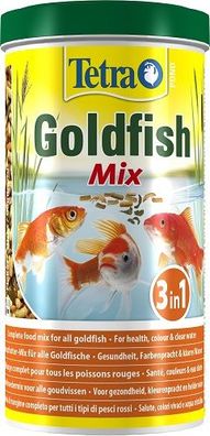 Tetra Pond Goldfisch Mix Flocken Sticks und Gammakrebse für Goldfische 1 Liter