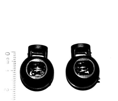 Kordelstopper schwarz 4 Stück rund mit Feder für Kordel bis 6mm (0,33€/1Stk)