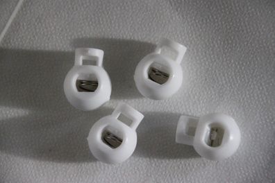 Kordelstopper weiß 4 Stück rund mit Feder für Kordel bis 6mm (0,33€/1Stk)