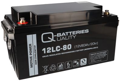 Q-Batteries 12LC-80 / 12V - 80Ah Blei Akku Zyklentyp AGM - Deep Cycle VRLA