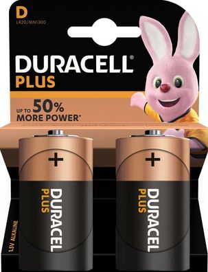 2x Duracell MN1300 Plus Power Mono D Batterie 1,5V