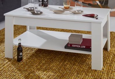 Couchtisch in weiß Beistelltisch mit Ablage Wohnzimmer Sofa Tisch 110 x 67 cm