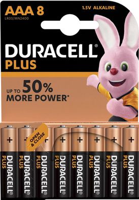 8x Duracell MN2400 Plus Power Micro AAA Batterie 1,5V