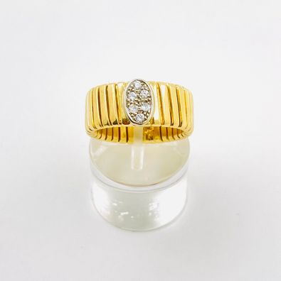 Damenring Bandring elastisch Gelbgold 750er Gold mit Diamanten 0.24 ct