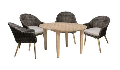 5tlg. Polyrattan Tischgruppe Garten Sitzgruppe Lounge Set Möbel Sitzgarnitur