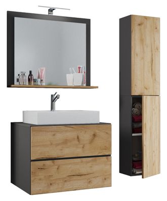 LendasL Bad Möbel Set Waschbecken Unterschrank Wandspiegel Badezimmer Waschtisch