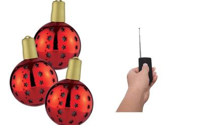 3x Lichterglanz LED Weihnachtsbaum Kugel Baum Schmuck beleuchtet kabellos rot