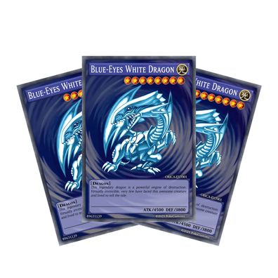 3x Blue-Eyes White Dragon Full Art Yugioh Karten-Set