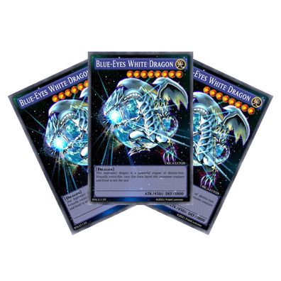 3x Blue-Eyes White Dragon Full Art Yugioh Karten-Set