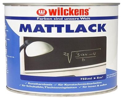 Wilckens Mattlack 750ml Schultafel Tischtennisplatten innen außen Schwarz