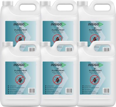 INSIGO 6x2L Anti Floh Bekämpfung Schutz Spray Mittel Befall gegen Flöhe Vernichter