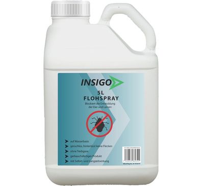 INSIGO 5L Anti Floh Bekämpfung Schutz Spray Mittel Befall gegen Flöhe Vernichter frei