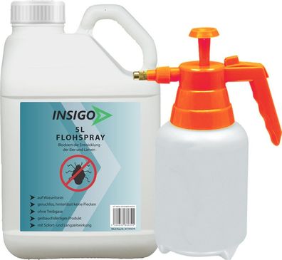 INSIGO 5L + 2L Sprüher Anti Floh Bekämpfung Schutz Spray Mittel Befall gegen Flöhe