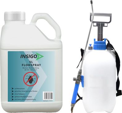INSIGO 5L + 5L Sprüher Anti Floh Bekämpfung Schutz Spray Mittel Befall gegen Flöhe