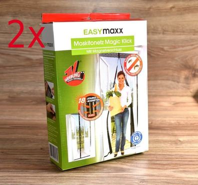 2x Tür Moskitonetz 90x210 Magnetverschluss Magic Klick Insekten/ -Fliegenschutz