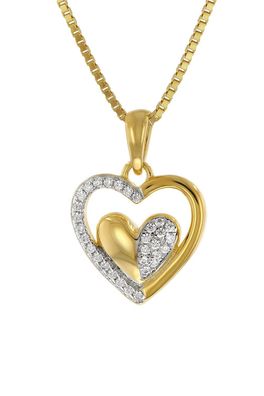 trendor Schmuck Damen-Halskette mit Anhänger Gold auf Silber Herz mit Zirkonia 41206