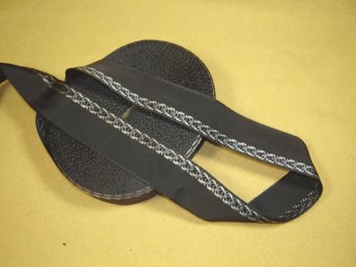 Ripsband Herrenhut Hutband seidig hochwertig anthrazit m Muster 3cm breit Meter RB32