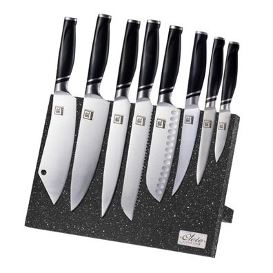 Zayiko 8er Messer-Set mit ABS Griffen Serie NAMI inkl. magnetischem Messerbrett ...
