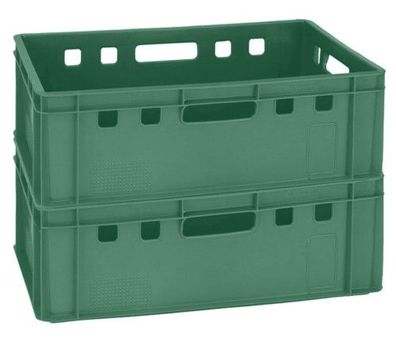 2 Kisten Lagerkisten Obststeigen Stapelboxen E2 60x40x20 cm grün Gastlando