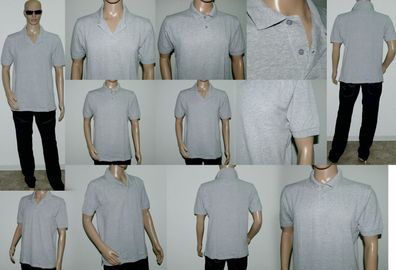 Dressmann Basic Pigue Zweiknopf Polo Hemd Shirt Regular Fit Kurzarm Grau L