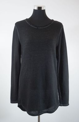 Review Damen Pullover S schwarz Vintage meliert leicht Rundhals Baumwolle A797