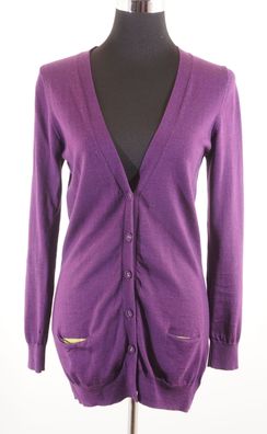 Boden Damen Cardigan Strickjacke 12 lila violett V-Kragen Knopf Wolle A921