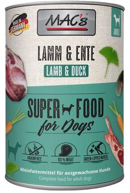 MAC's ¦ Lamm & Ente - 6 x 400g ¦ nasses Hundefutter in Dosen