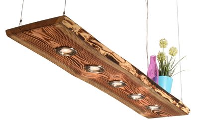 Holz Hängelampe Lärche geflammt rustikal 80cm - 150cm Holzlampe Holz Lampe